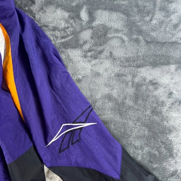 Vintage Reebok Windbreaker Jacket Men XL Purple 1/2 Zip Anorak Hooded 90s Suns - Picture 13 of 13